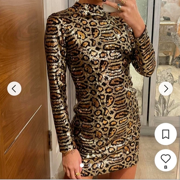 Topshop Leopard Sequin Night Out Dress - Picture 7 of 7